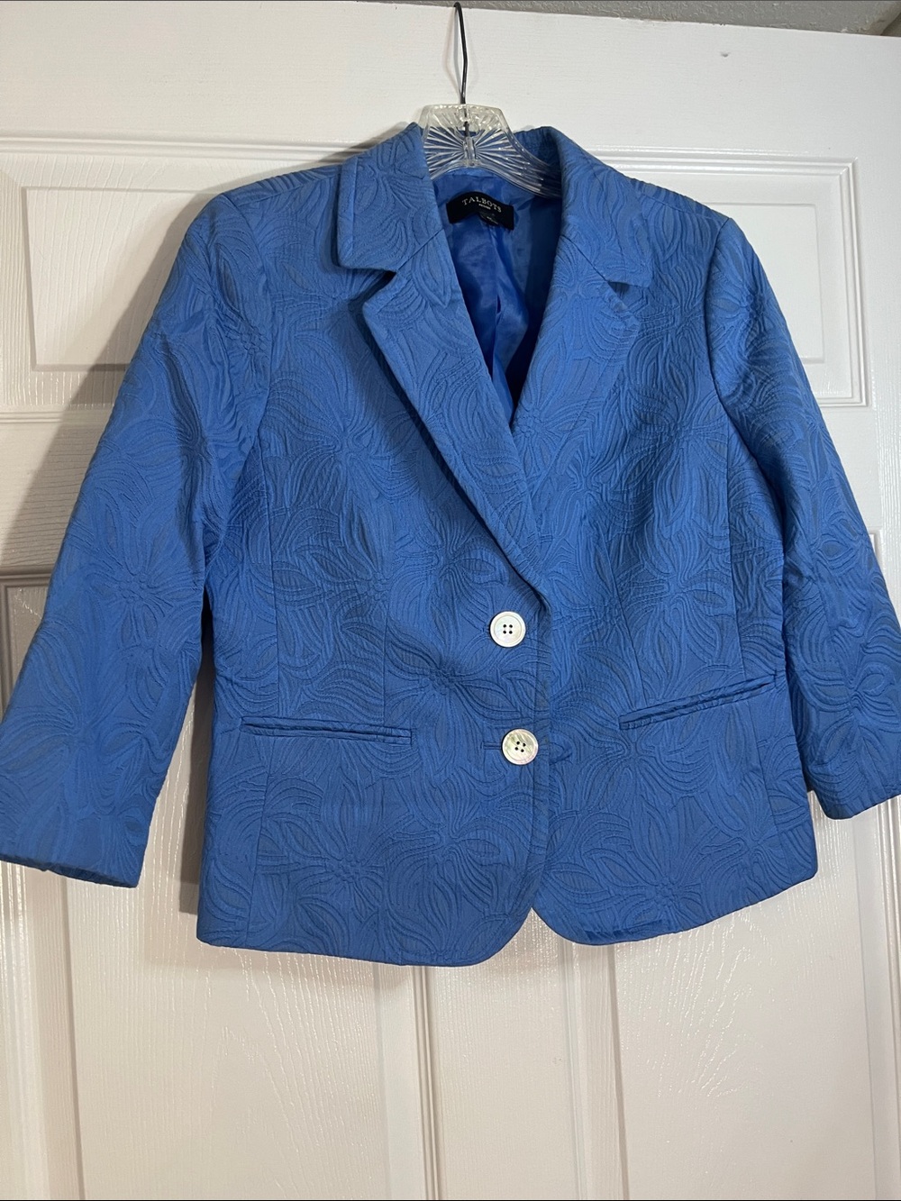 Talbots Blue Textured Two-Button Blazer